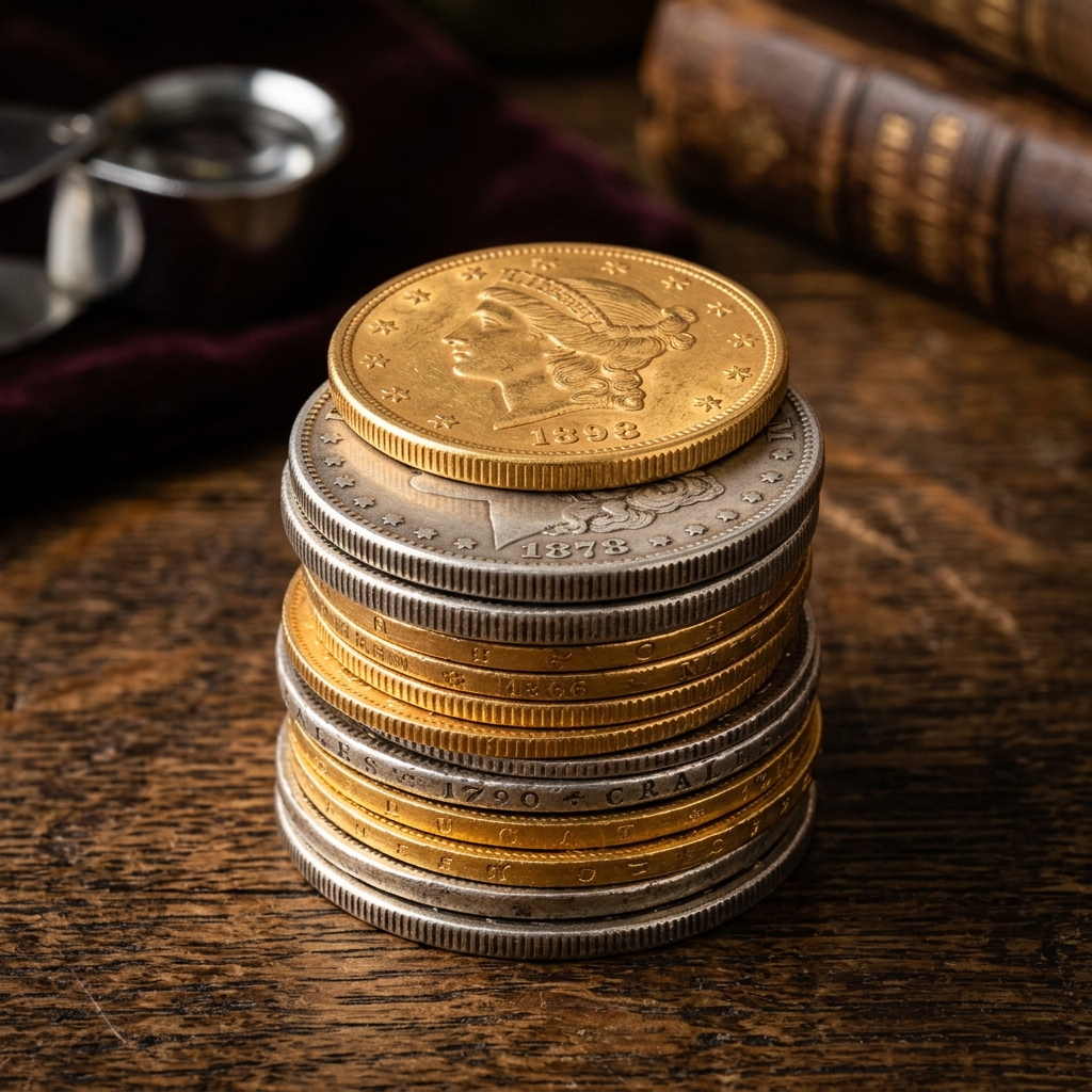 Stack of ancient gold coins